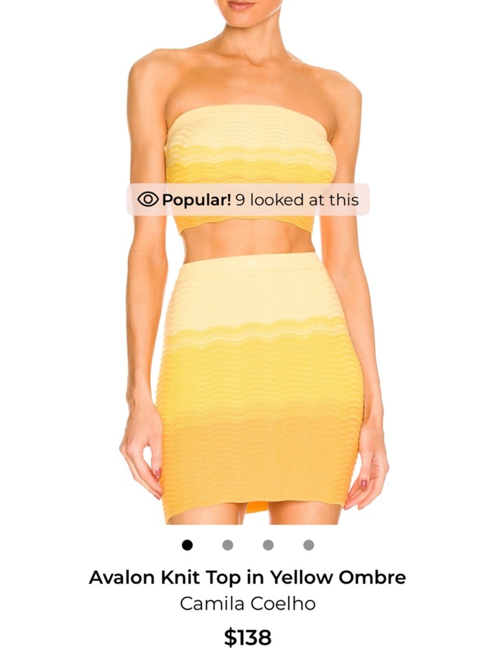 Camila Coelho Yellow Ombre Knit Mini Skirt and top . Sold as a Set!!